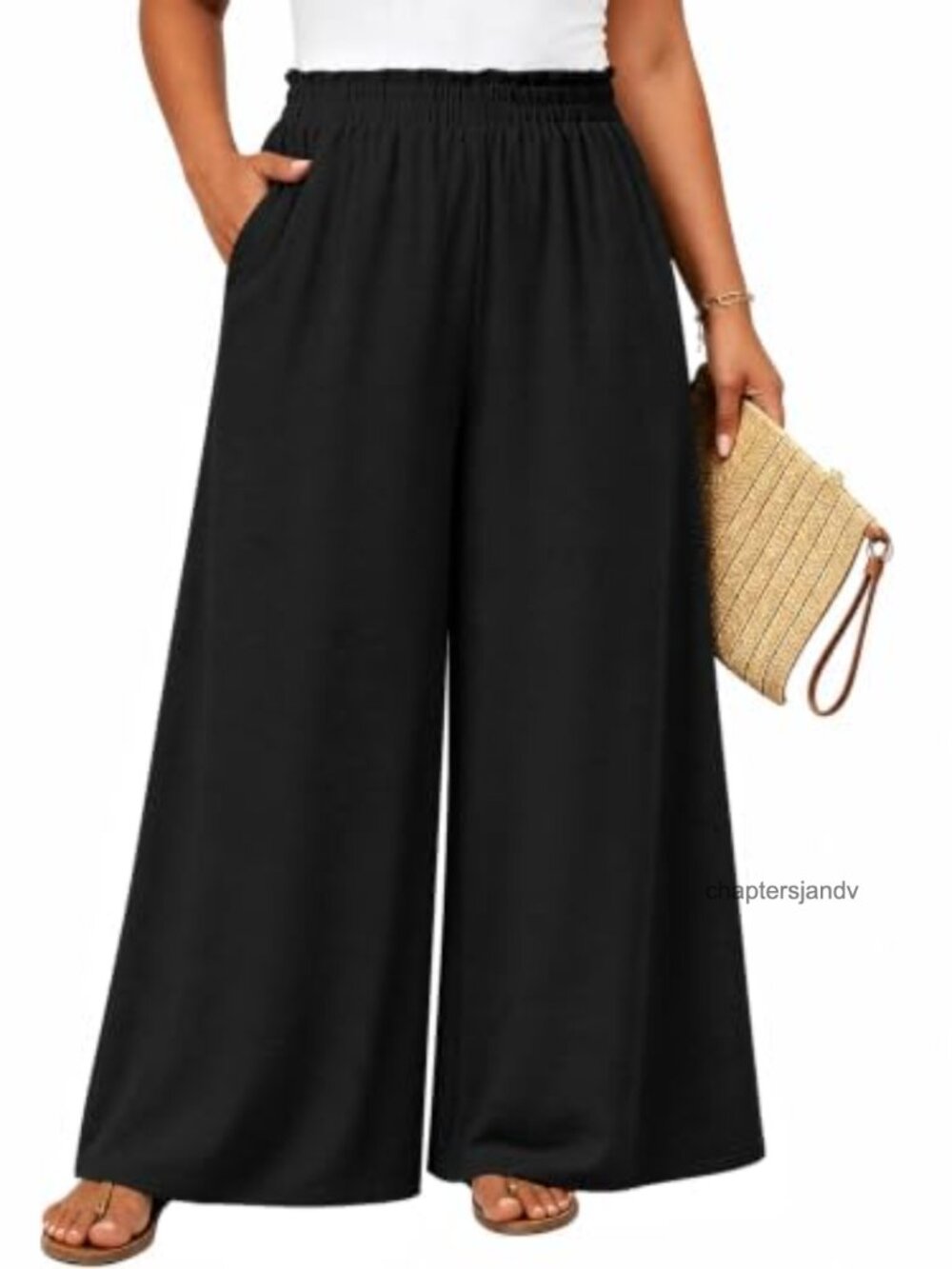 Plus Size Wide Leg Palazzo Pants High Waist Flowy Trousers